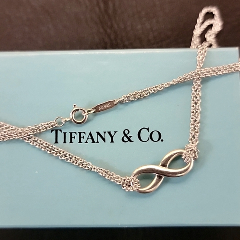 Tiffany & Co. Sterling Silver Infinity Pendant Double Strand Necklace